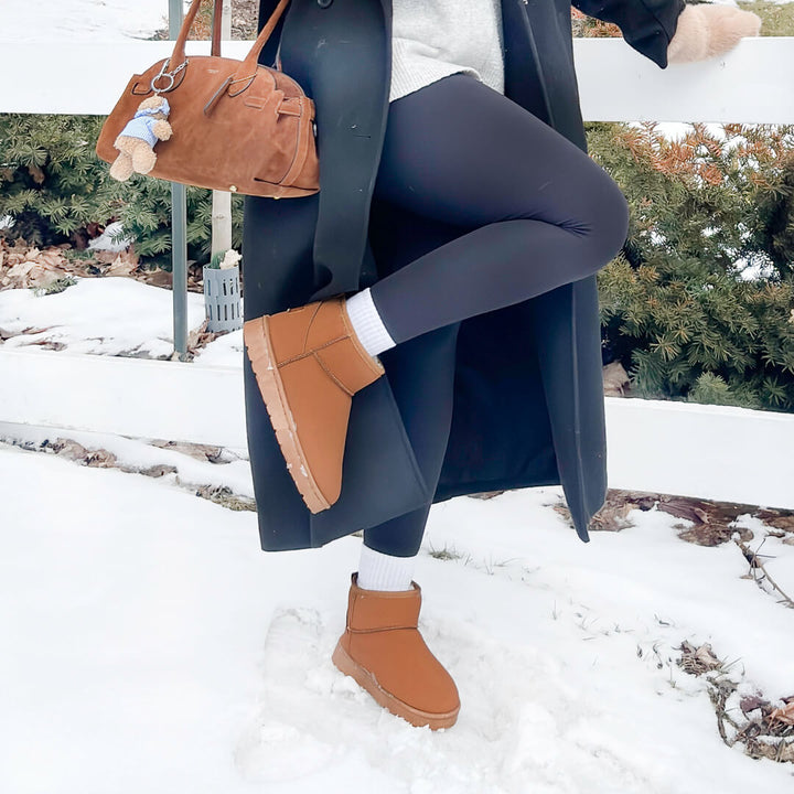 Comfortable suede style ankle boots for cold weather