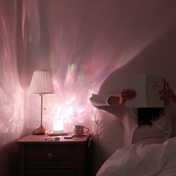 Stylish crystal lamp creating colorful ambient lighting