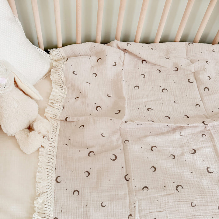 Lightweight floral baby blanket made from soft cotton