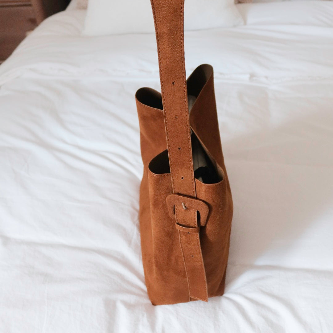 Zoe Suede Shoulder Tote Bag