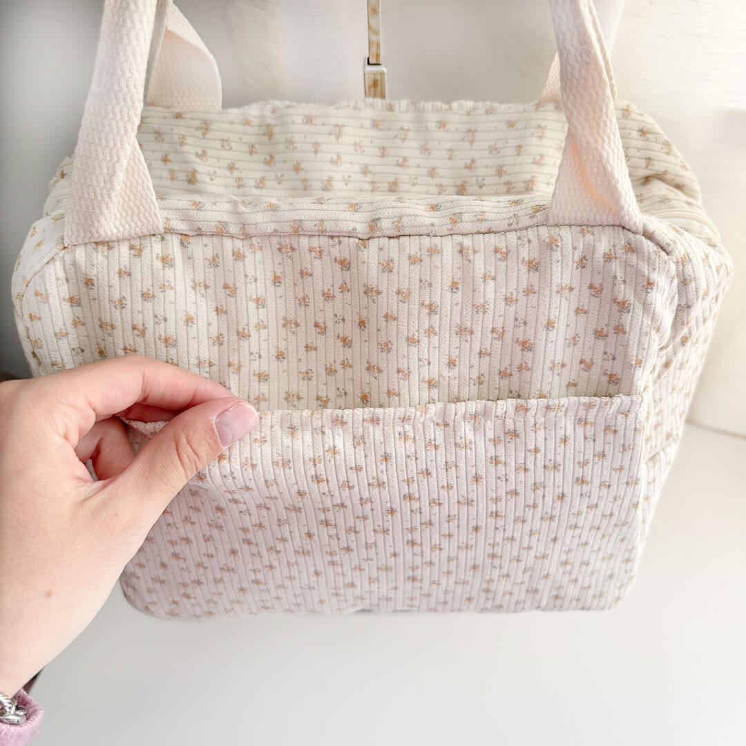 floral corduroy lunch bag for women