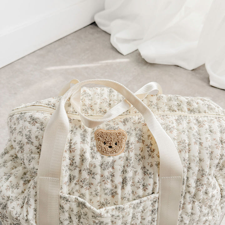 Soft floral duffle bag with top handles