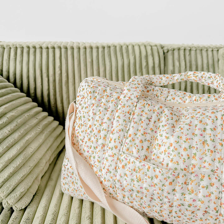 Padded floral duffle bag for travel essentials