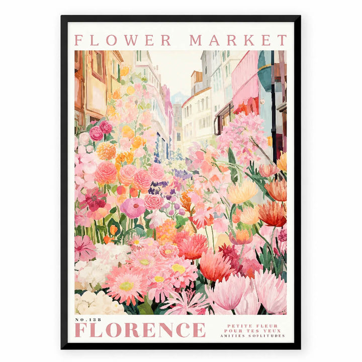 Flower Market Wall Art Print with colorful floral illustration