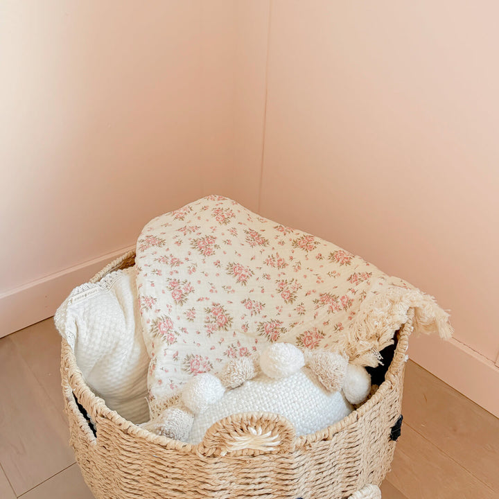Lightweight muslin baby blanket with soft textured fabric