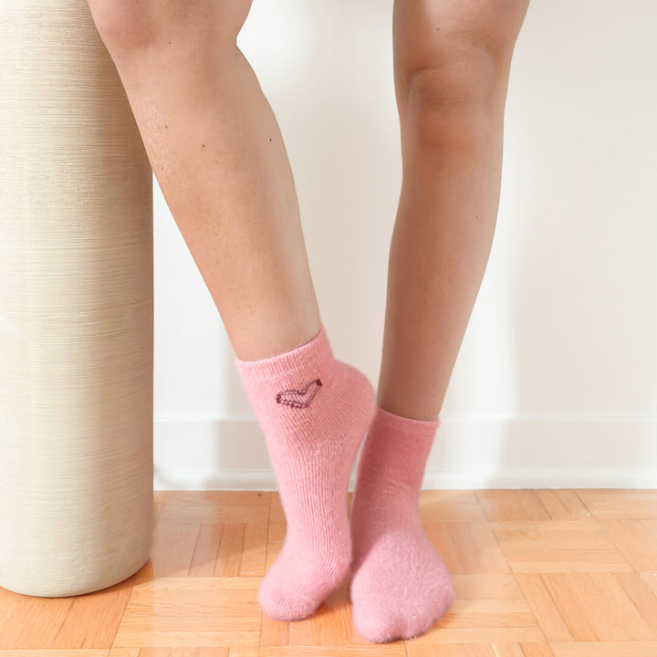 Cute embroidered heart ankle socks