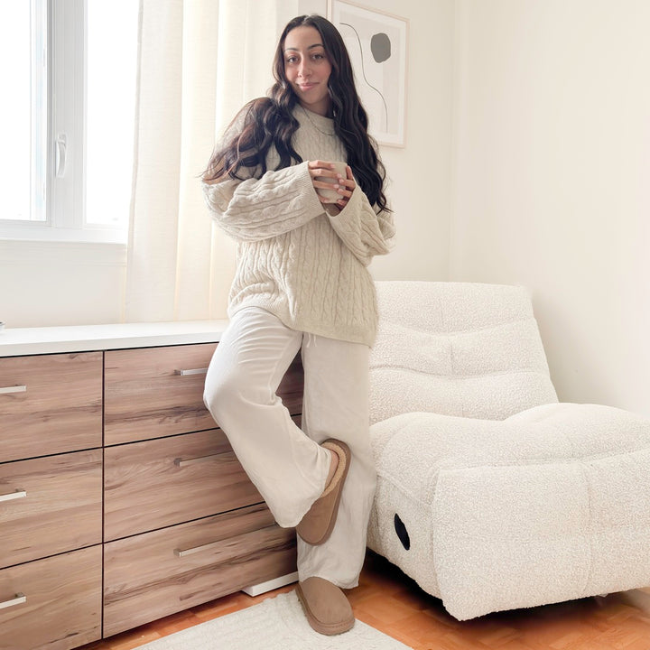 Soft house shoes with plush lining