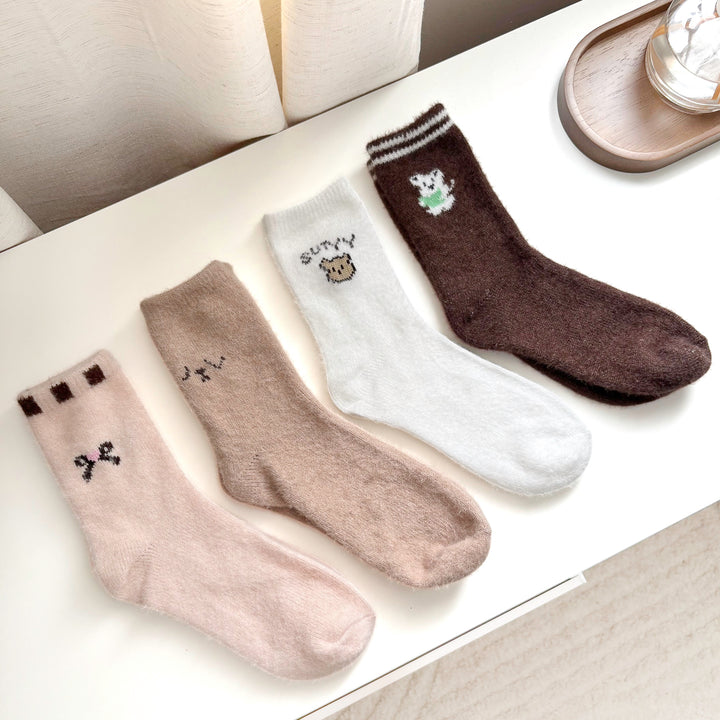 Plush socks pack with bear and character patterns