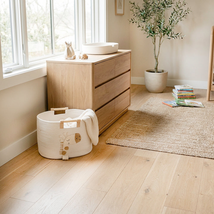 Decorative giraffe basket for baby nursery organization