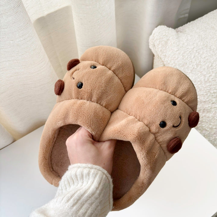 Cute croissant slippers for cozy indoor lounging
