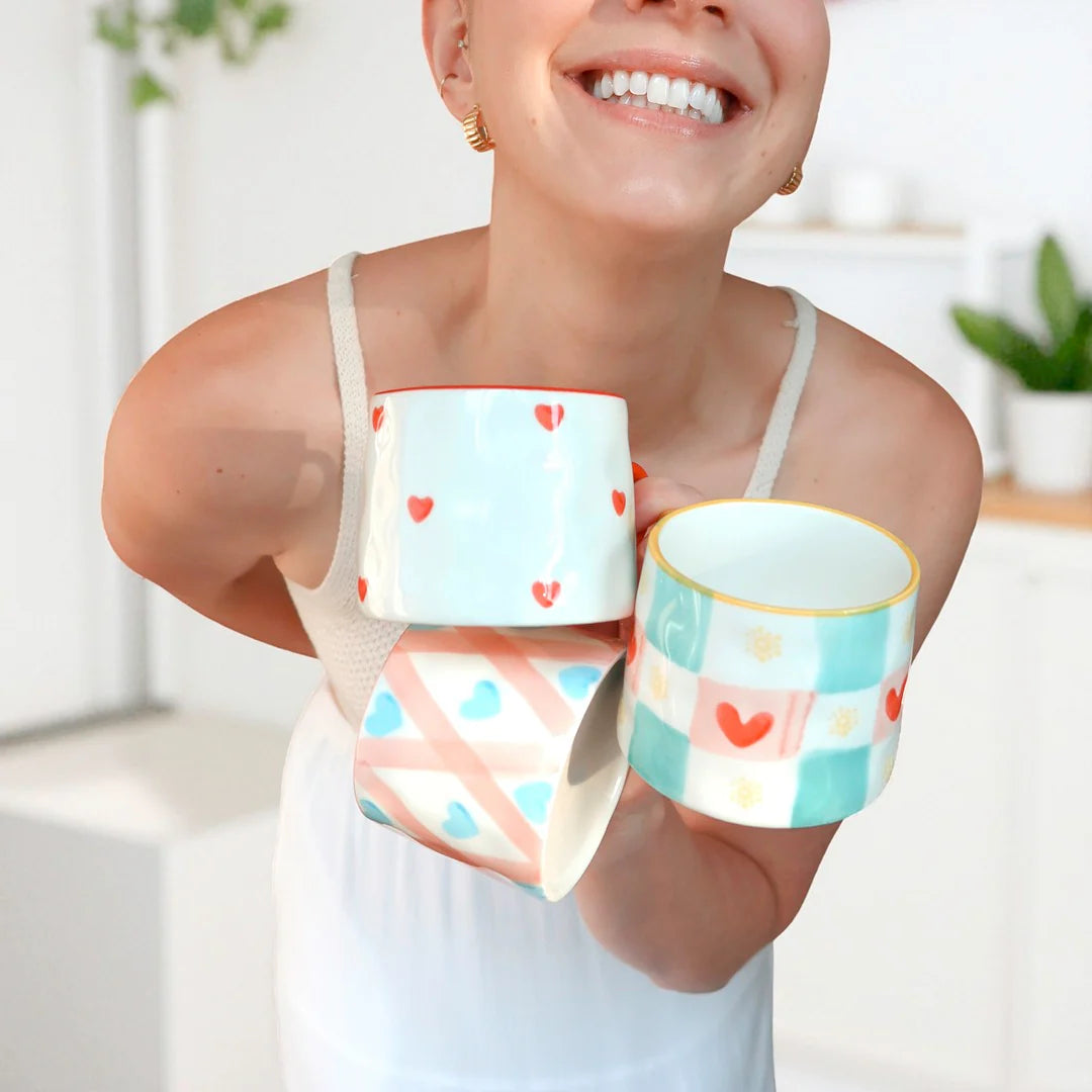 happy hearts coffee mug set
