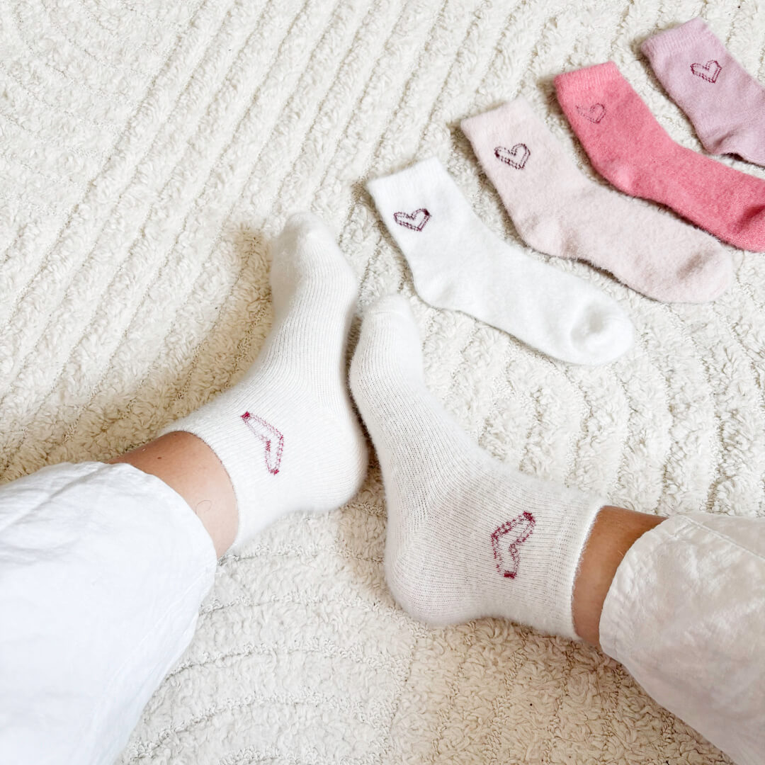 soft crew socks with dainty heart detail