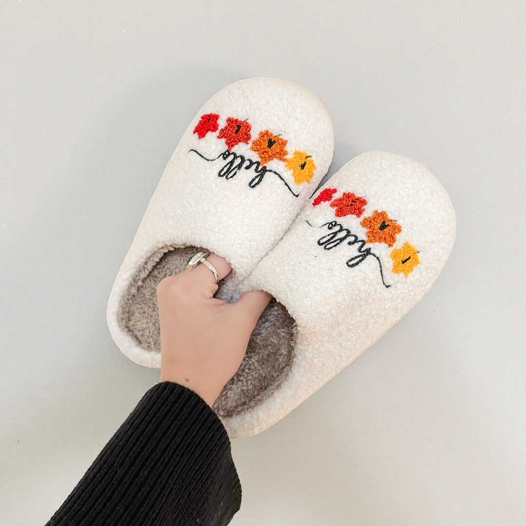 Warm sherpa house slippers for women