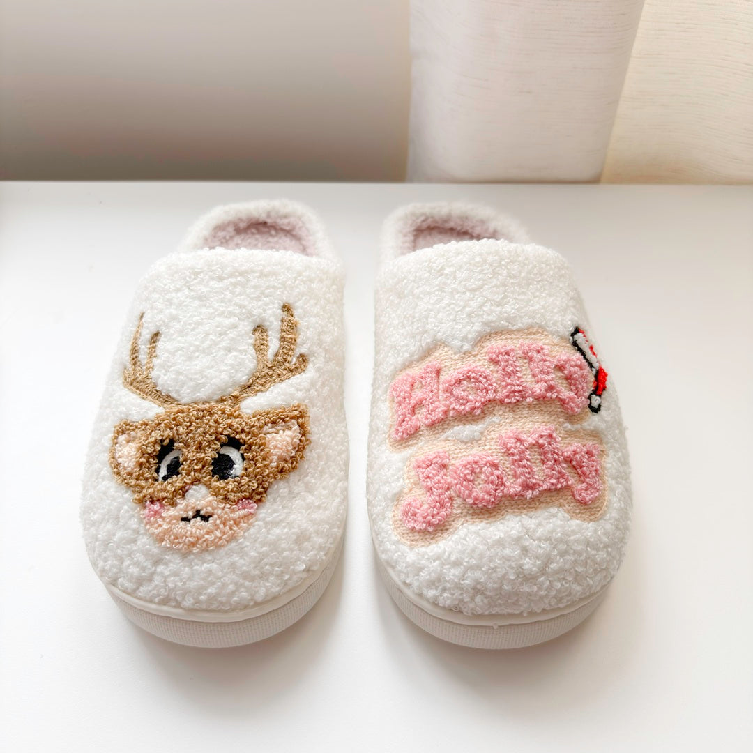 Plush Christmas slippers for women