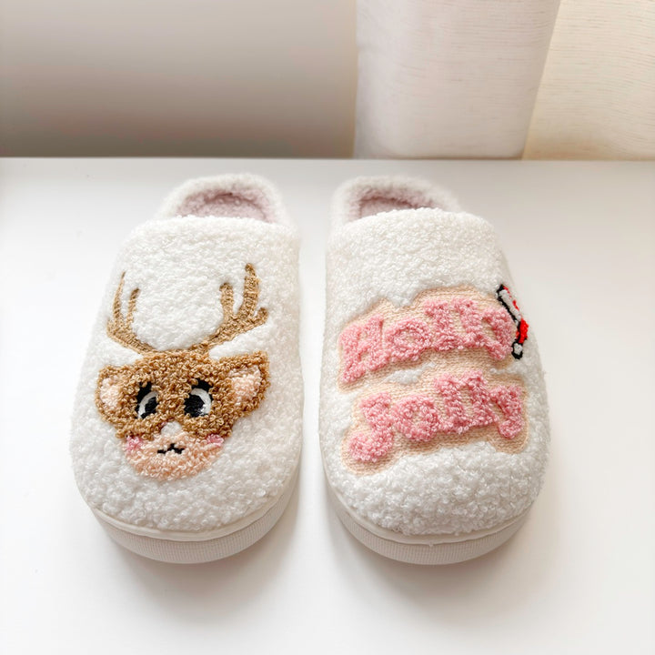 Plush Christmas slippers for women