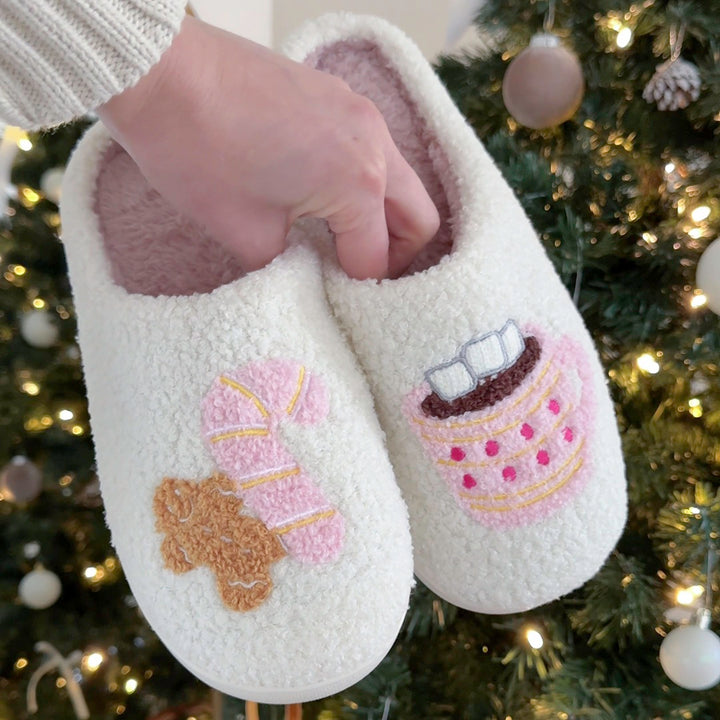 Christmas slippers for women embroidery