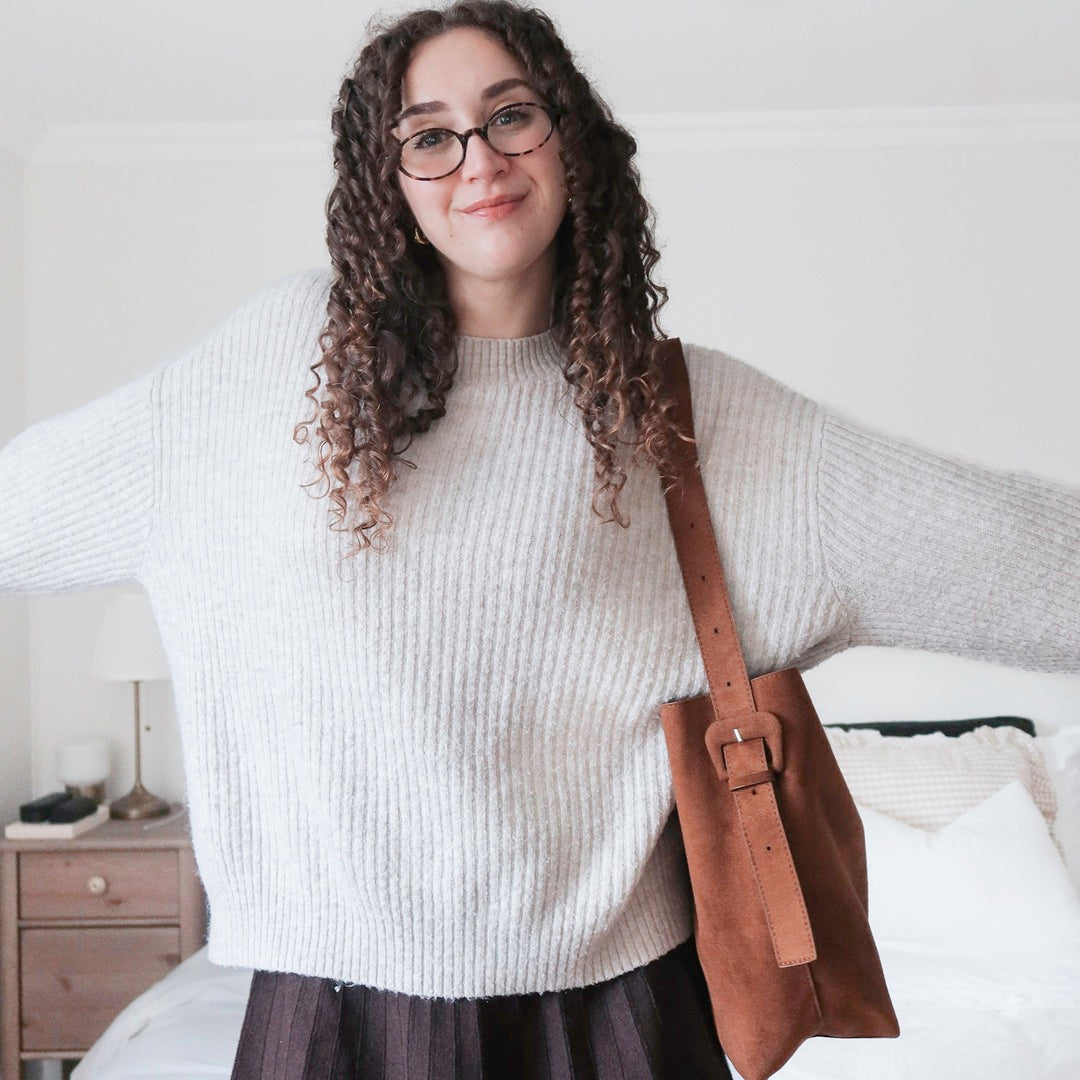 Zoe Suede Shoulder Tote Bag