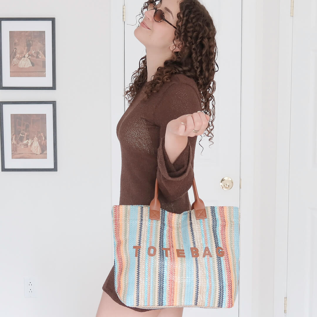 Textured striped tote bag for everyday essentials