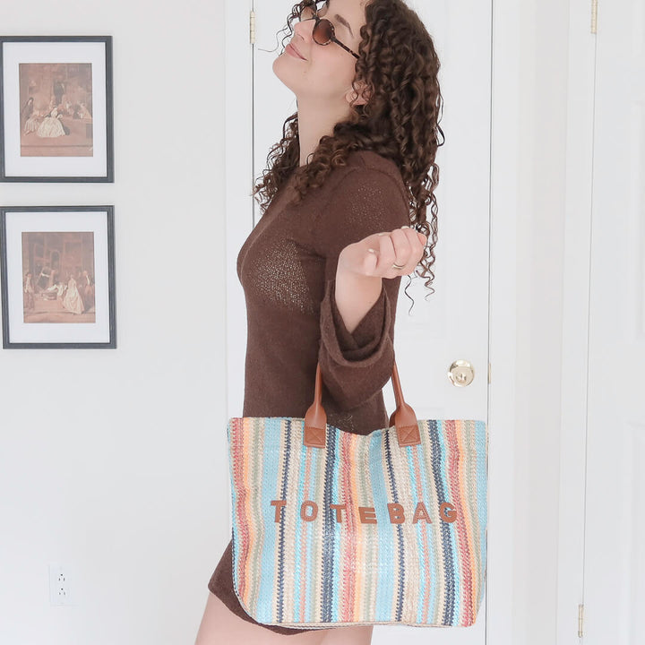 Textured striped tote bag for everyday essentials