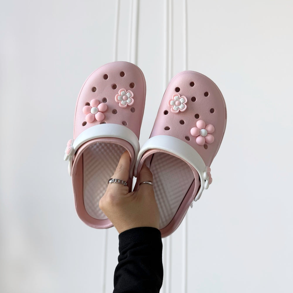 Pink platform clogs sandals for women