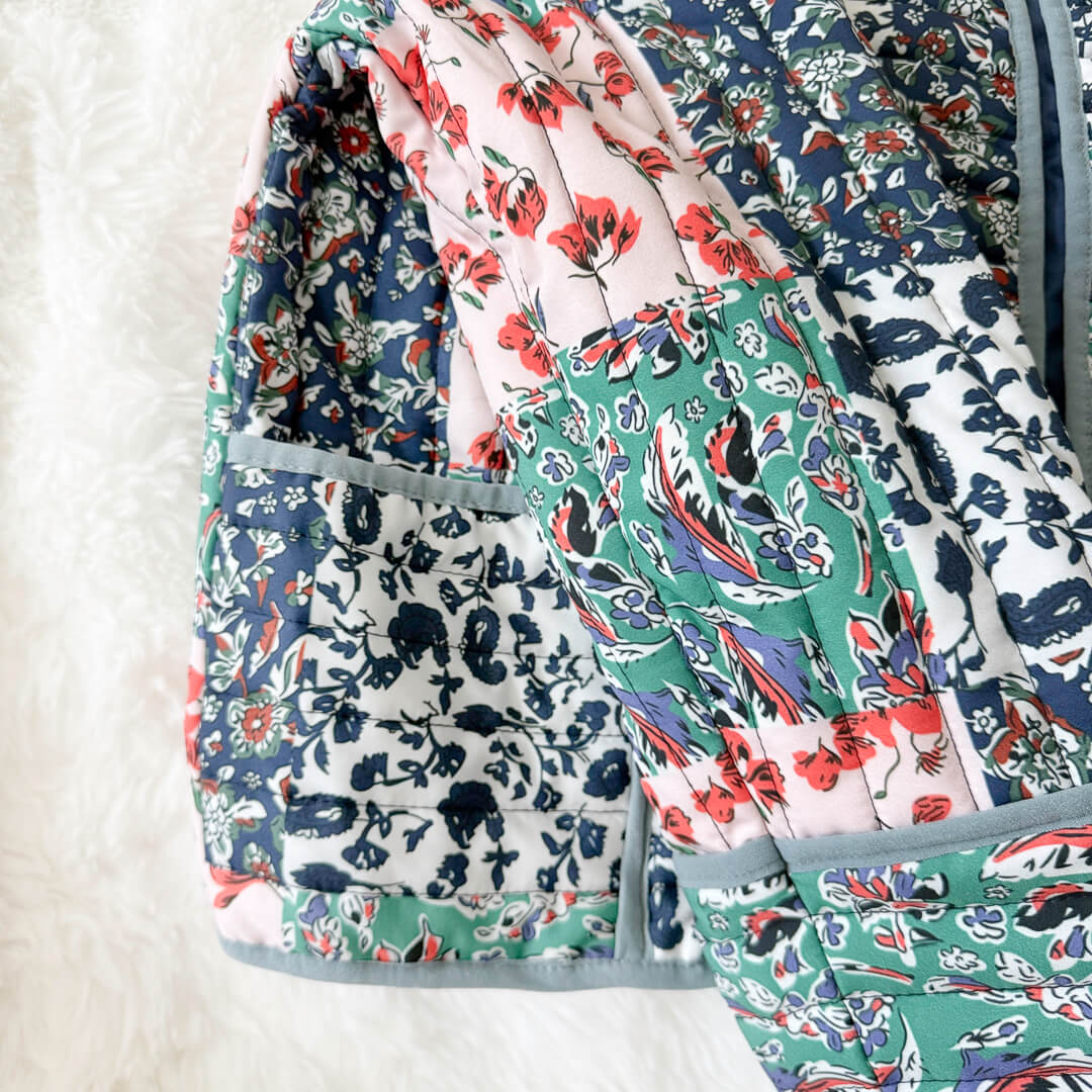 Floral patchwork jacket with soft padded texture