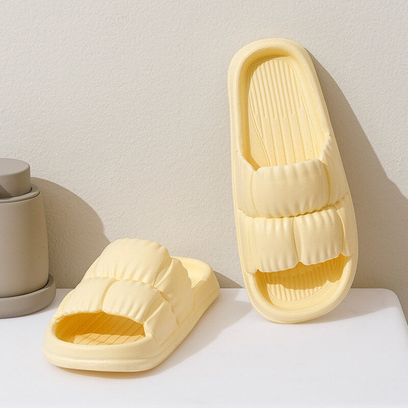 Yellow padded slide sandals - main image