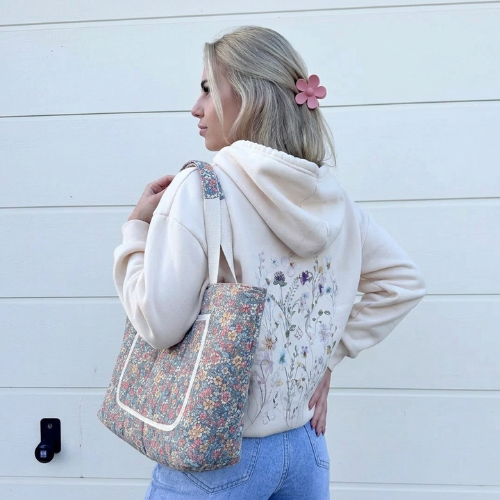 Earth Day bundle with floral sweatshirt tote bag and hair claw