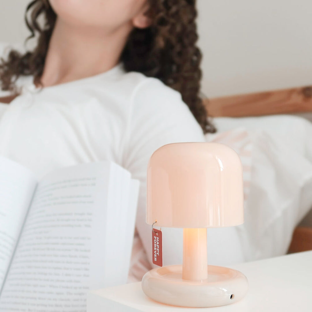Minimalist mushroom lamp for bedside or desk decor