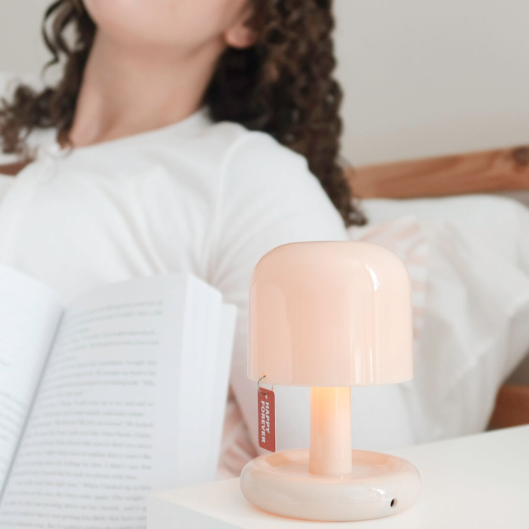 Minimalist mushroom lamp for bedside or desk decor