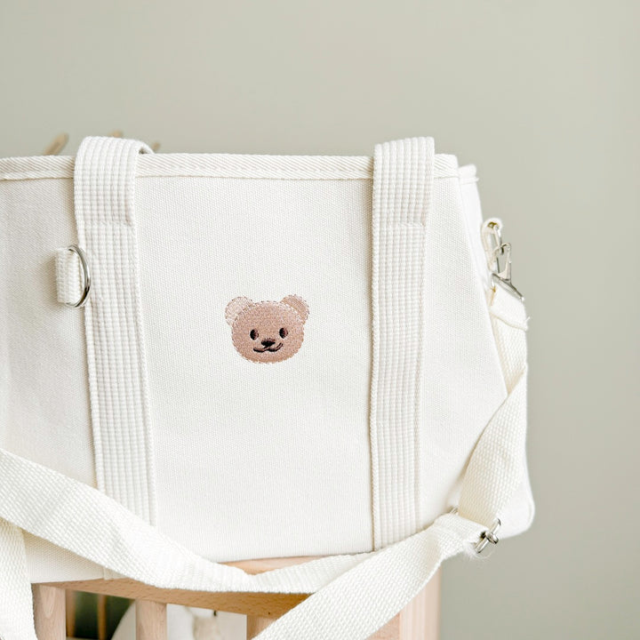 Minimalist baby bag with cute bear design