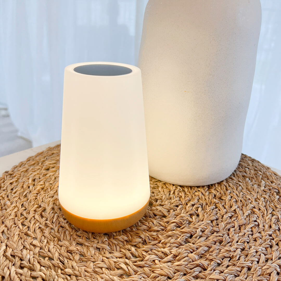 Compact table lamp with cozy warm glow