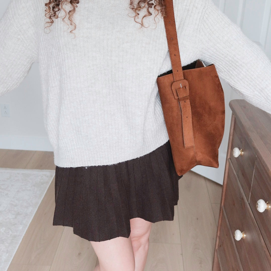 Zoe Suede Shoulder Tote Bag