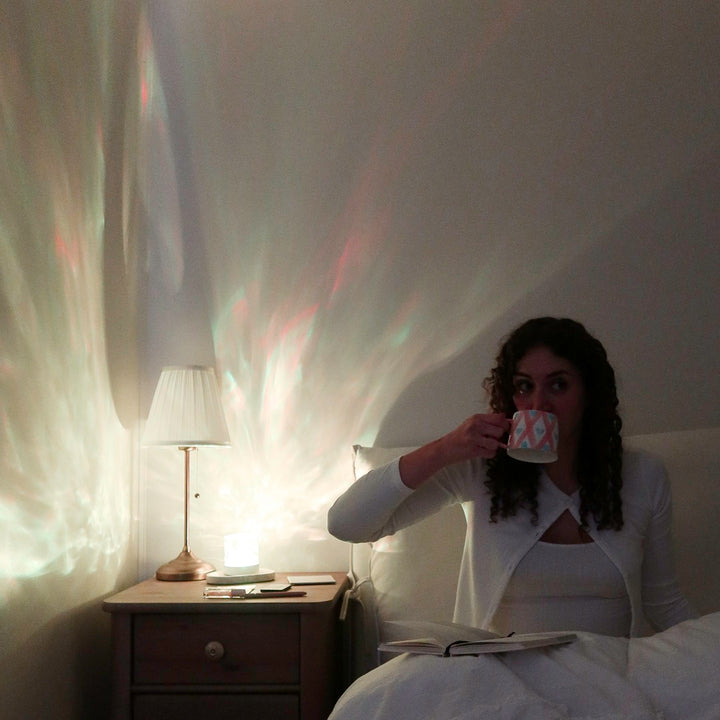 Decorative LED crystal lamp projecting colorful light patterns