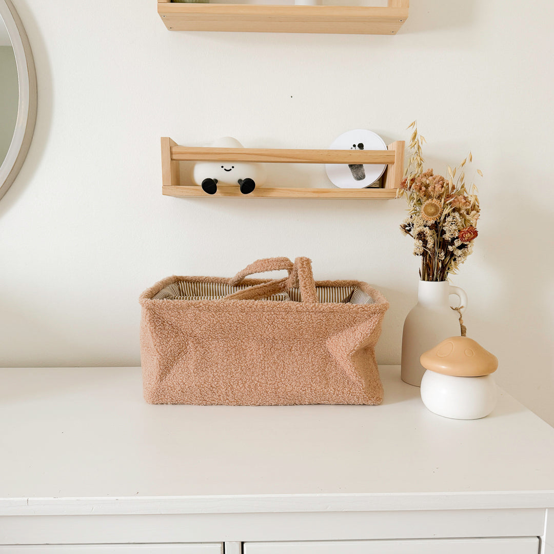 brown multi compartment storage basket for home organization