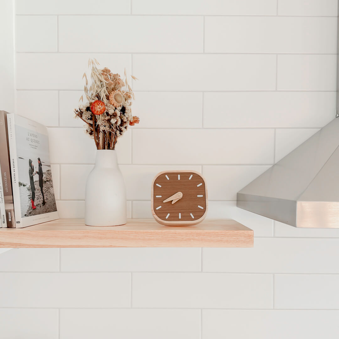 Minimal wood clock for bedroom or office decor