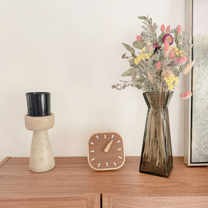 Analog wooden clock with simple modern style