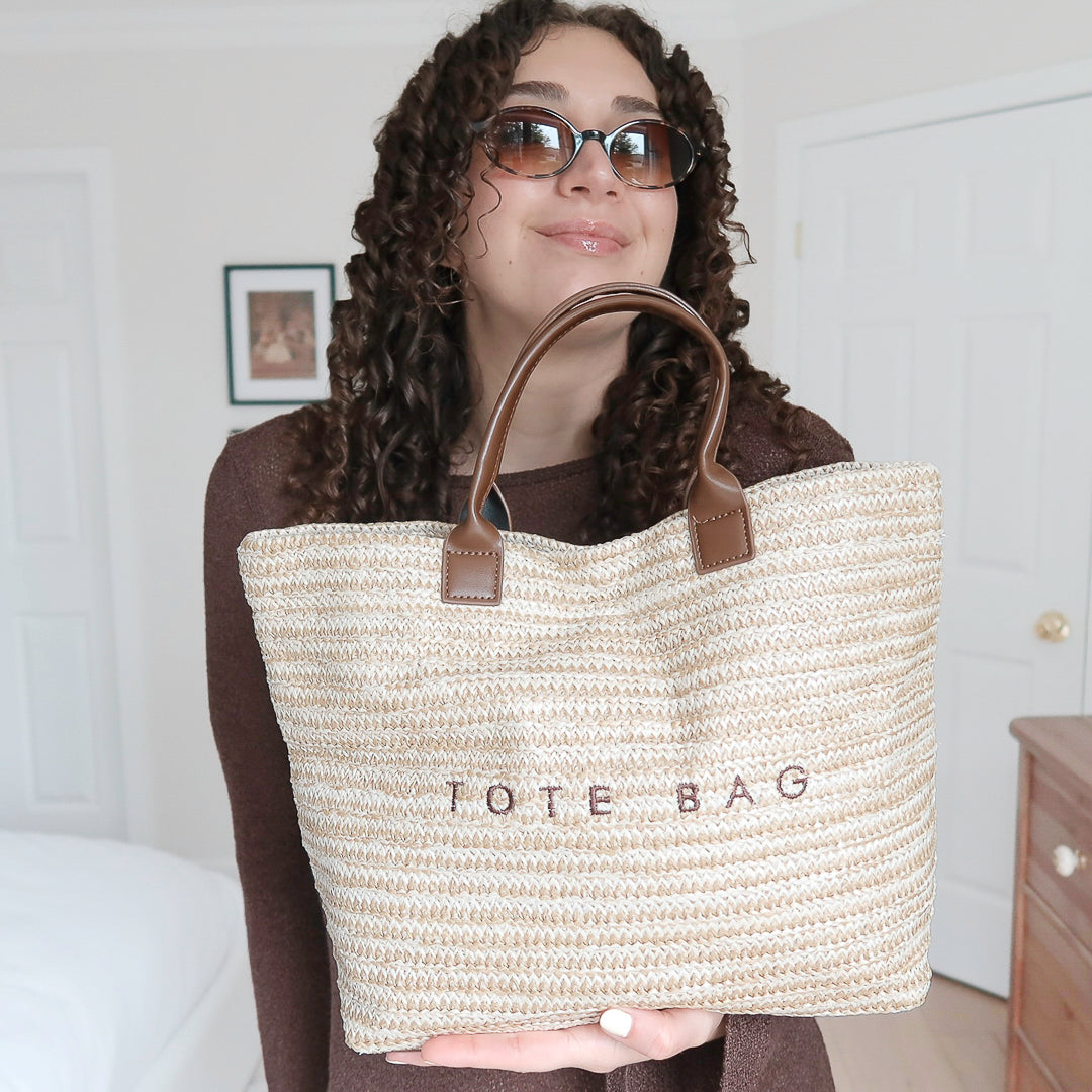 straw tote bag with spacious carryall design