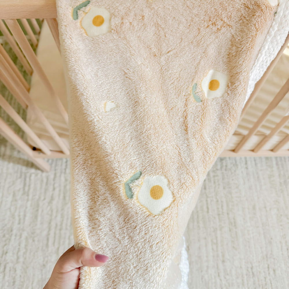 Neutral beige plush baby blanket