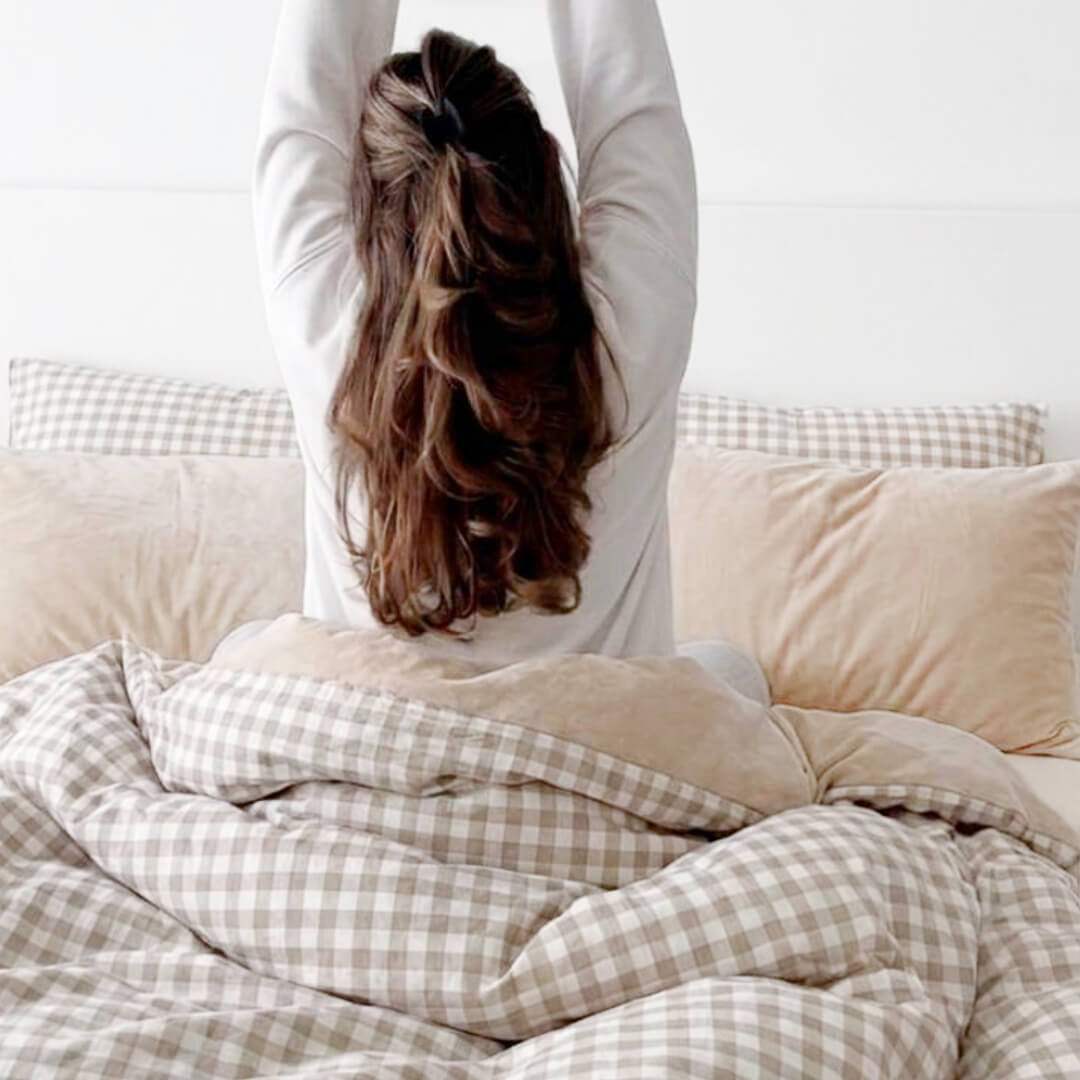 Soft gingham bedding set with duvet cover and pillowcases