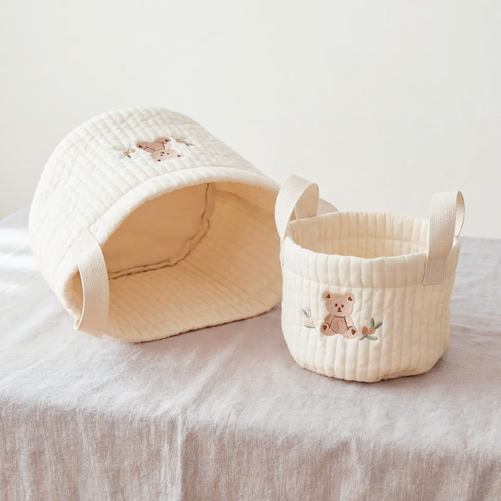 Soft fabric nursery basket for toys and blankets