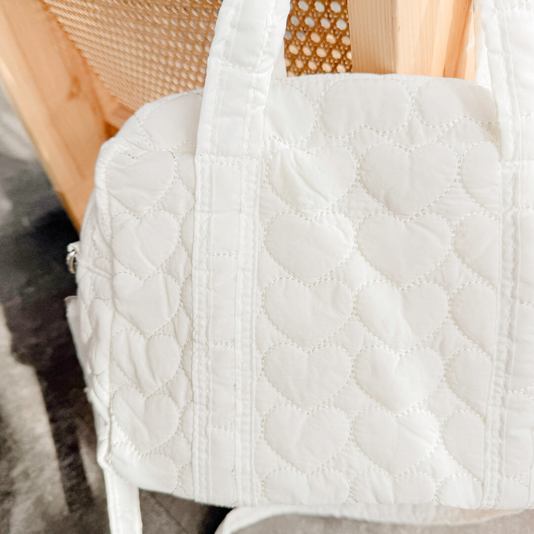 Heart Quilted Diaper Bag