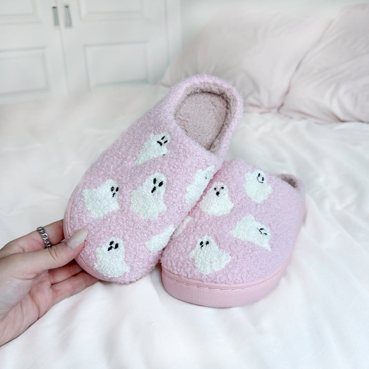 Cute ghost-themed indoor slippers for women