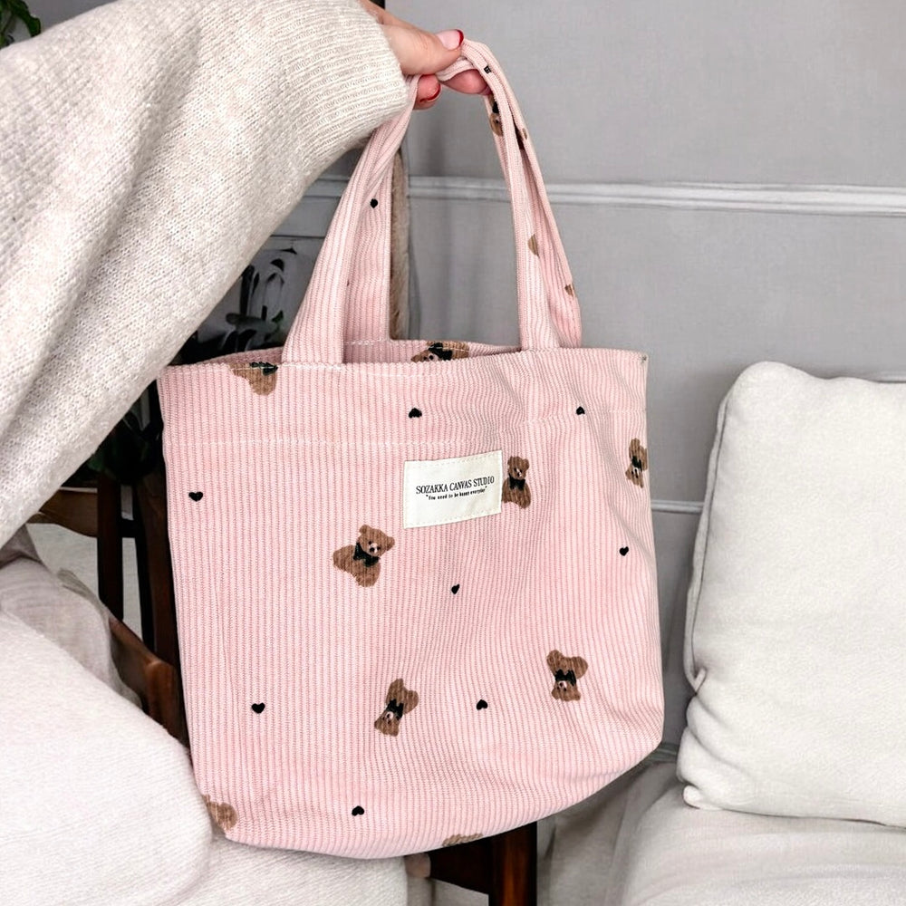 Pink teddy bear tote bag