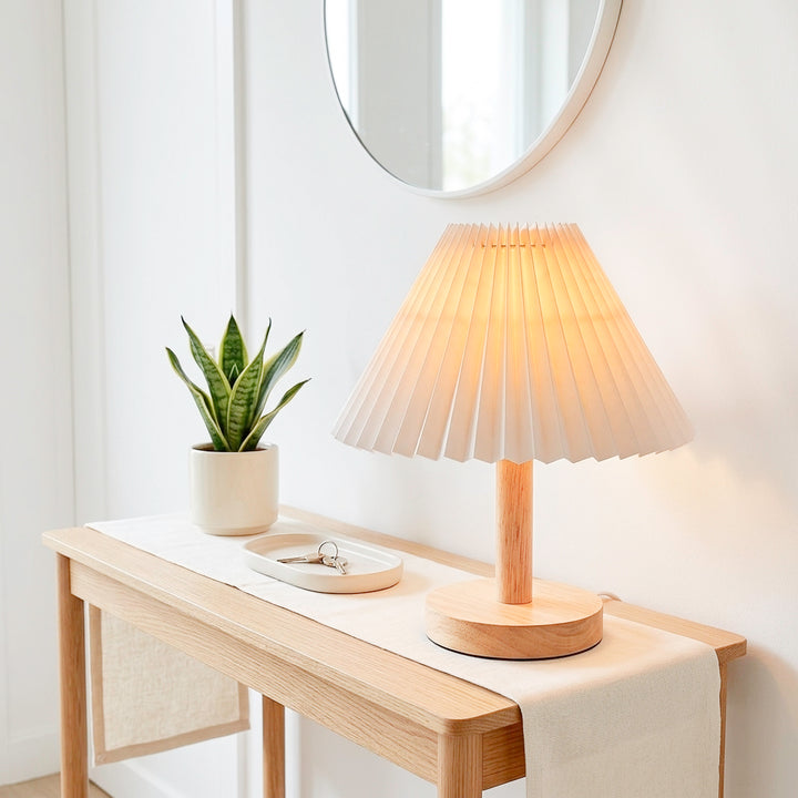 Minimalist pleated accent lamp for entryway console tables