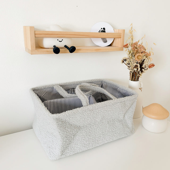 grey multi compartment storage basket for home organization