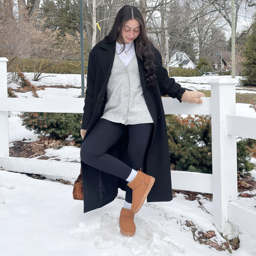 Warm ankle boots with slip on design and thick sole