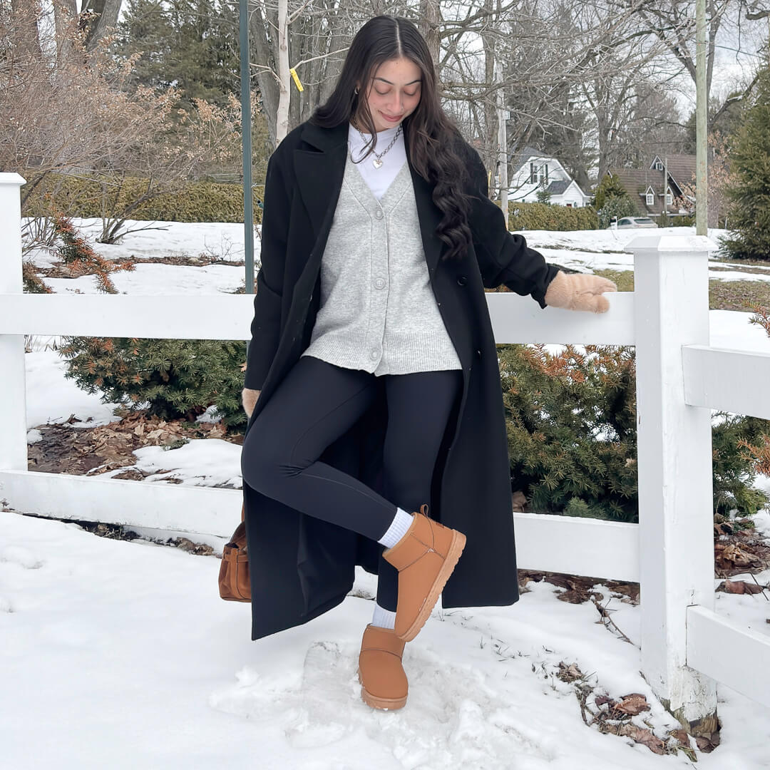 Warm ankle boots with slip on design and thick sole