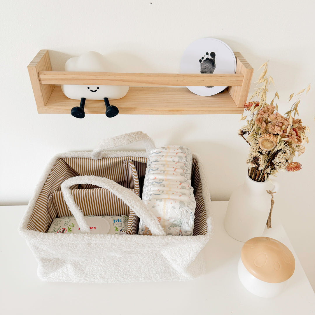 white multi compartment storage basket for home organization