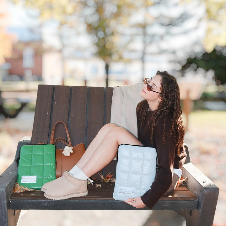 Soft quilted puffer laptop bag for everyday protection