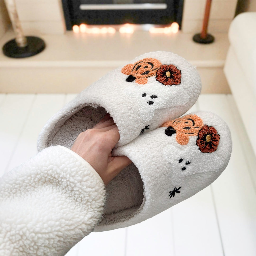 slippers for women with cozy Halloween design